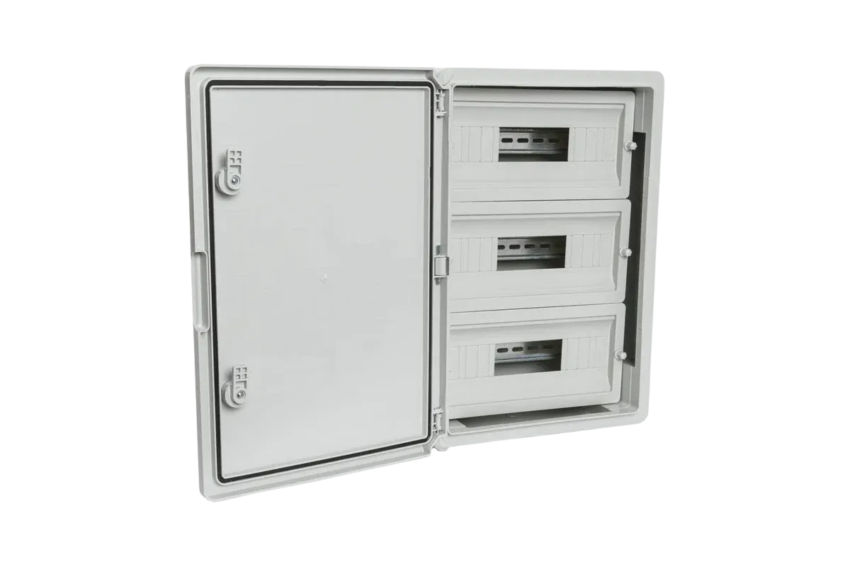 Корпус пластиковый КМПн-42 (3х14) 350х500х190 серая непрозрачная дверь IP65 DEKRON - Фото 2