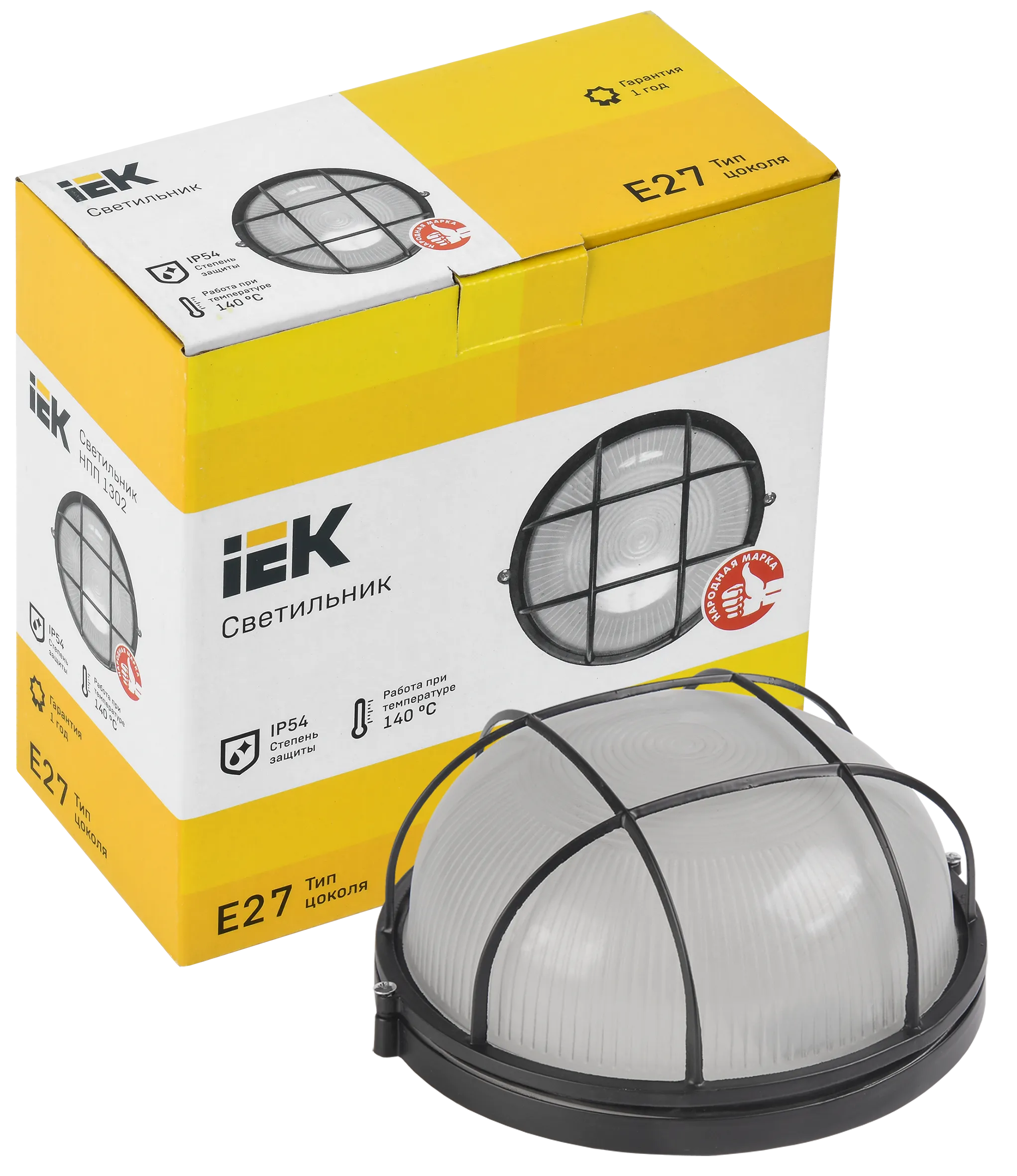 Светильник НПП1302 круг с решеткой 60Вт IP54 черный IEK - Фото 3