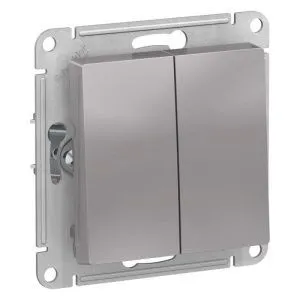 Выключатель 2-кл. СП AtlasDesign 10А IP20 (сх. 5) 10AX механизм алюм. SE ATN000351 1240246