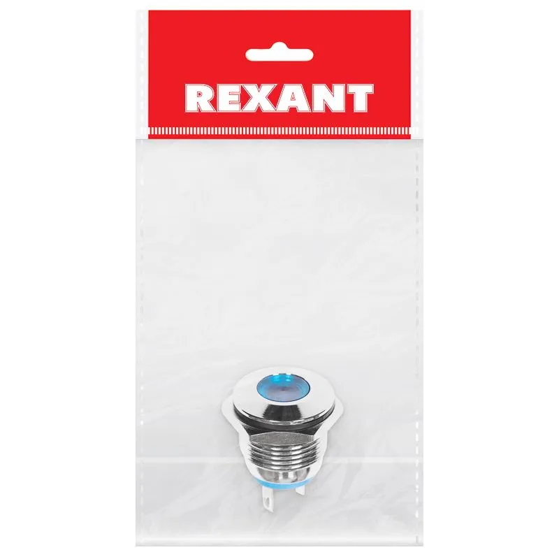 Индикатор металл Ø16 12В подсв/синяя LED (GQ16F-D)  REXANT - Фото 3