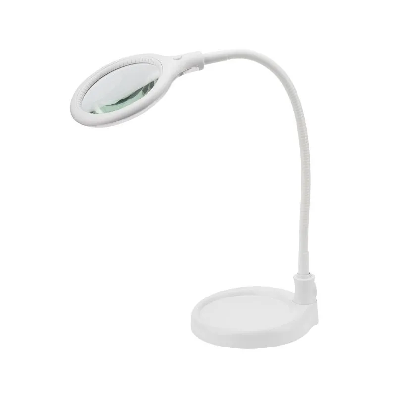 Лупа настольная 3D с подсветкой 30 SMD LED, подставка+прищепка, ø95мм, белая REXANT 31-0247