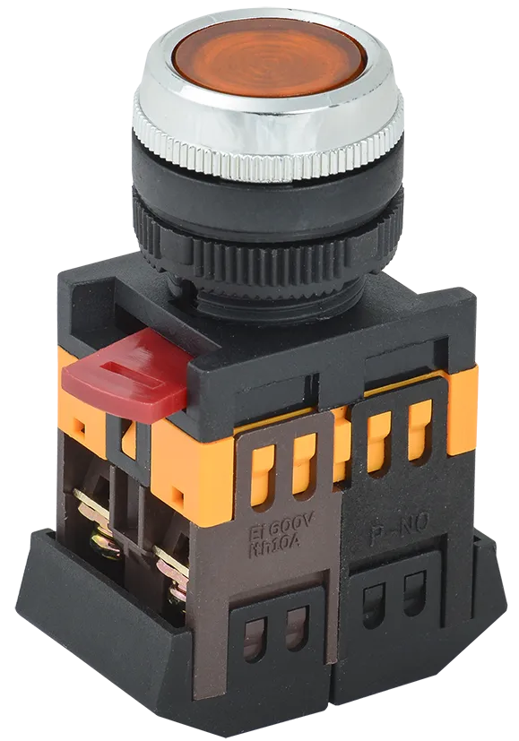 Кнопка ABLFS-22 желтый d=22мм неон/240В 1з+1р IEK