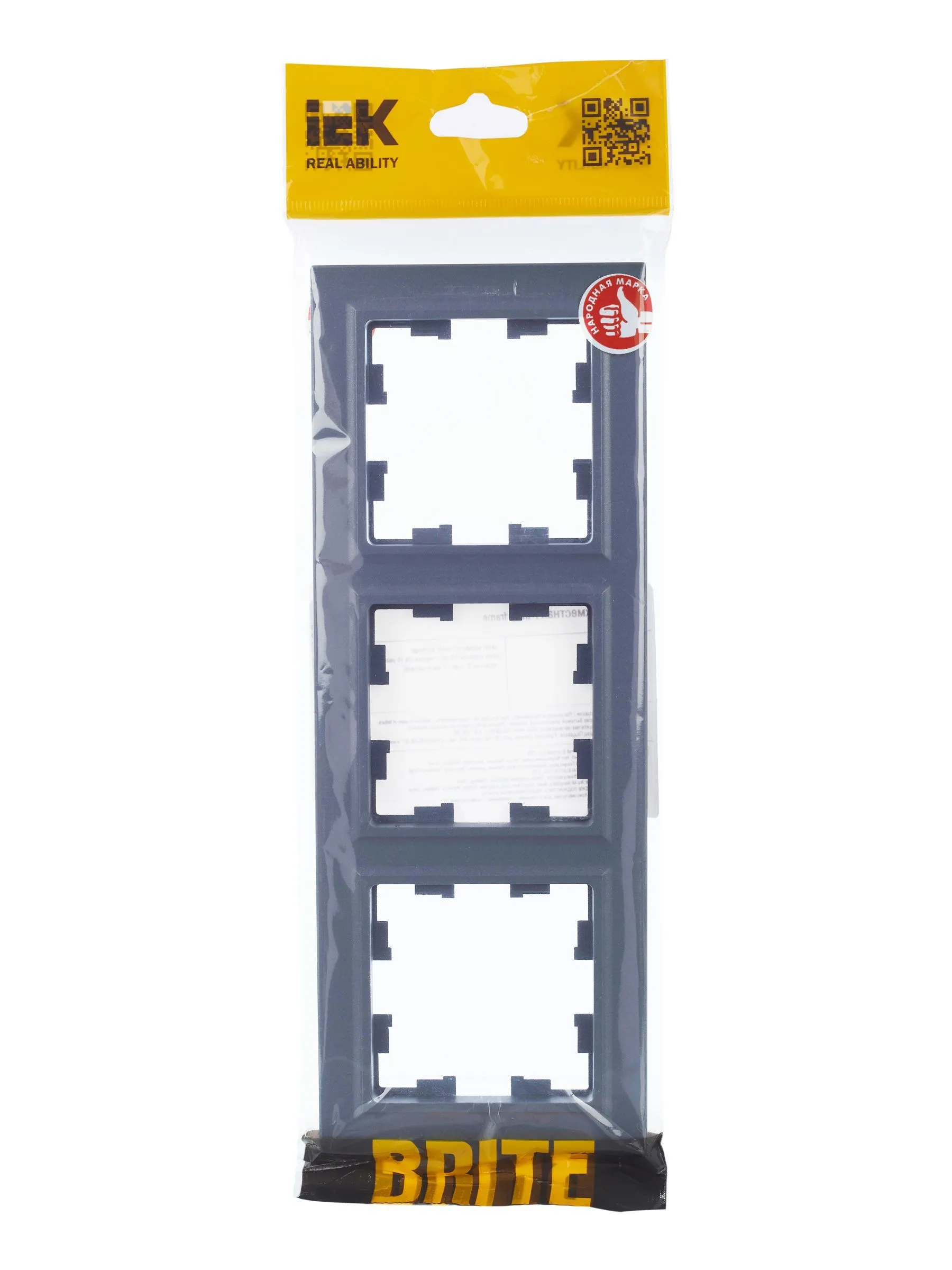 BRITE Рамка 3-местная РУ-3-БрМ маренго IEK - Фото 2