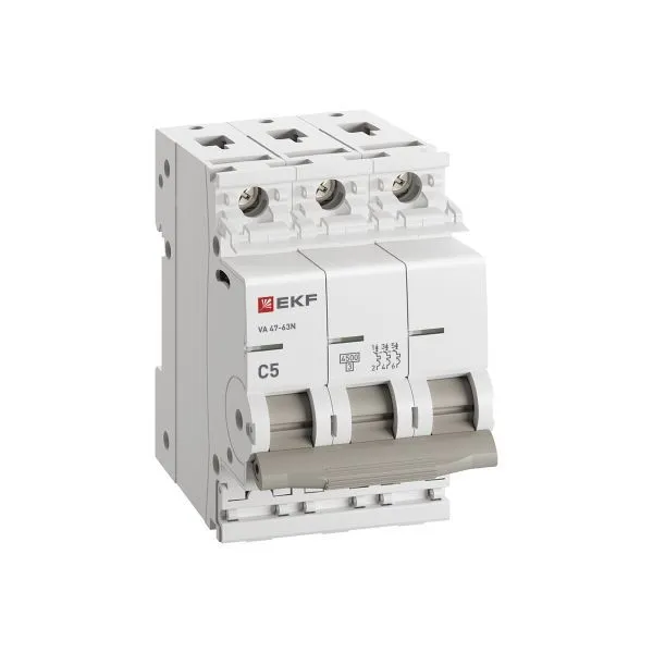 Авт. выкл. 3P 5А (C) 4,5kA ВА 47-63N EKF PROxima - Фото 3