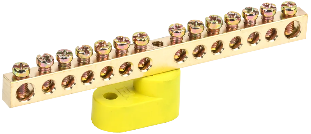 Шина PE "земля" на одном угловом изоляторе ШНИ-6х9-14-У1-Ж IEK