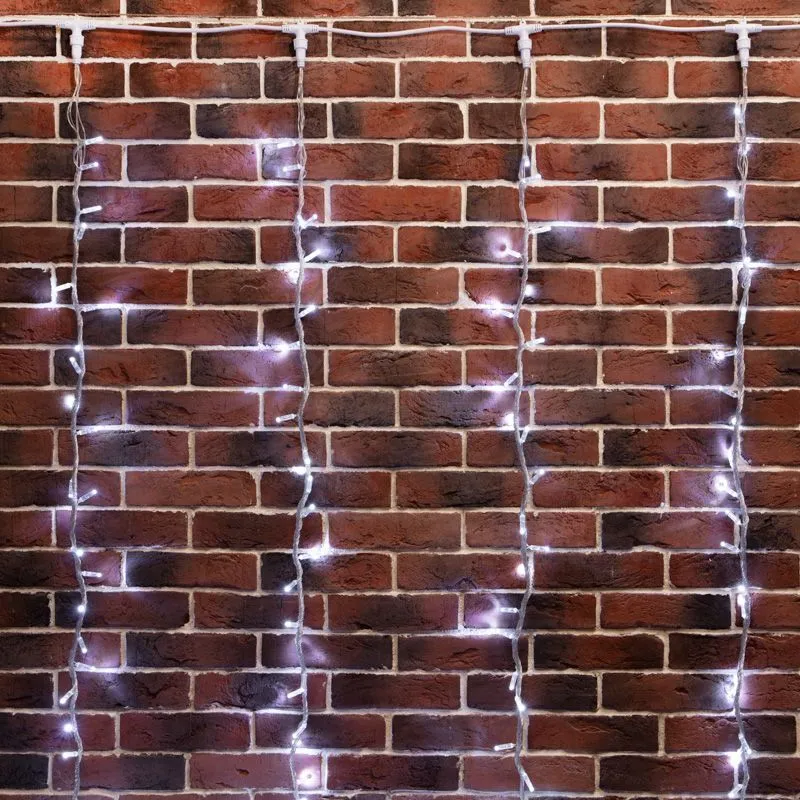 Гирлянда светодиодная Занавес 2х3м 240 LED БЕЛЫЙ прозрачный ПВХ IP65 эффект водопада 24В не соединяется трансформатор в комплекте NEON-NIGHT 235-435