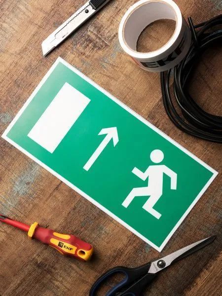 Знак наклейка E11 "Направление к эвакуационному выходу прямо" (150х300) EKF