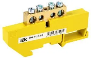Шина PE "земля" на DIN-изол ШНИ-8х12-4-Д-Ж IEK YNN10-812-4D-K05