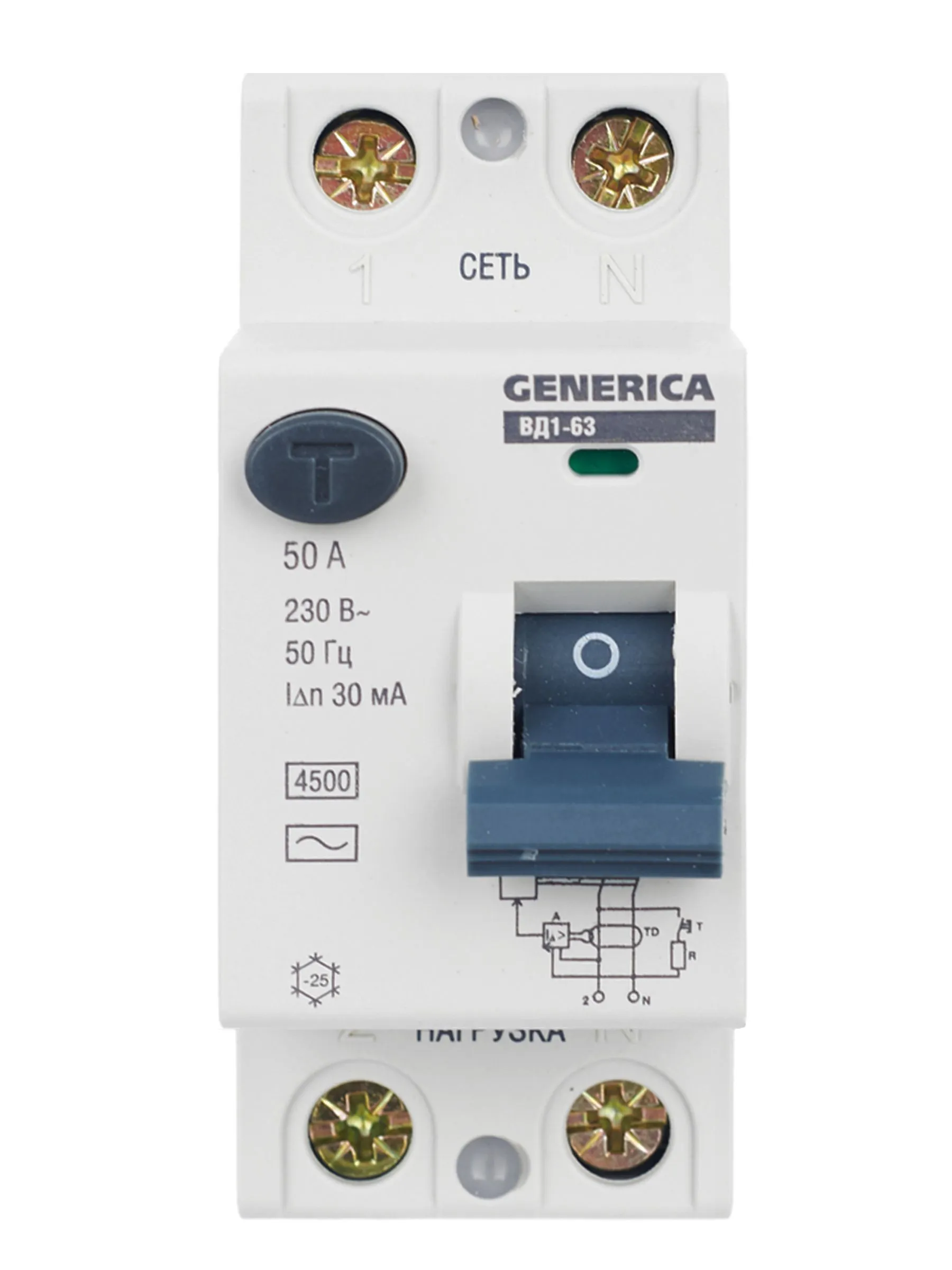 Выключатель дифференциальный (УЗО) ВД1-63 2Р 50А 30мА GENERICA - Фото 10