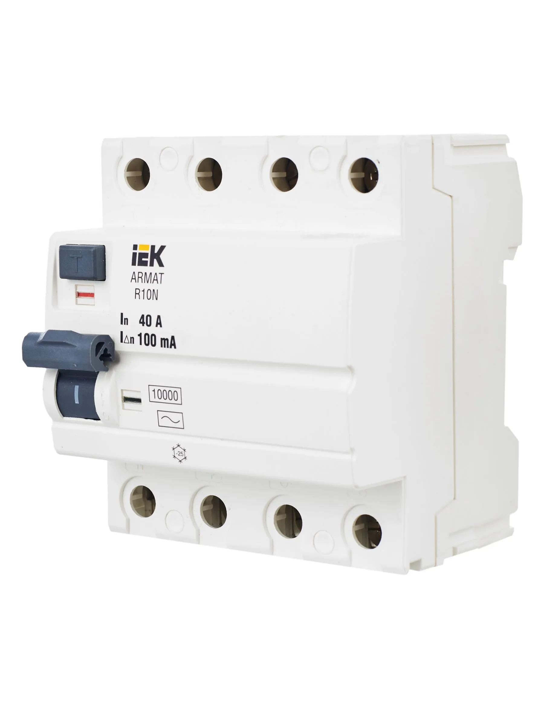 ARMAT Выключатель дифференциального тока R10N 4P 40А 100мА тип AC IEK - Фото 3