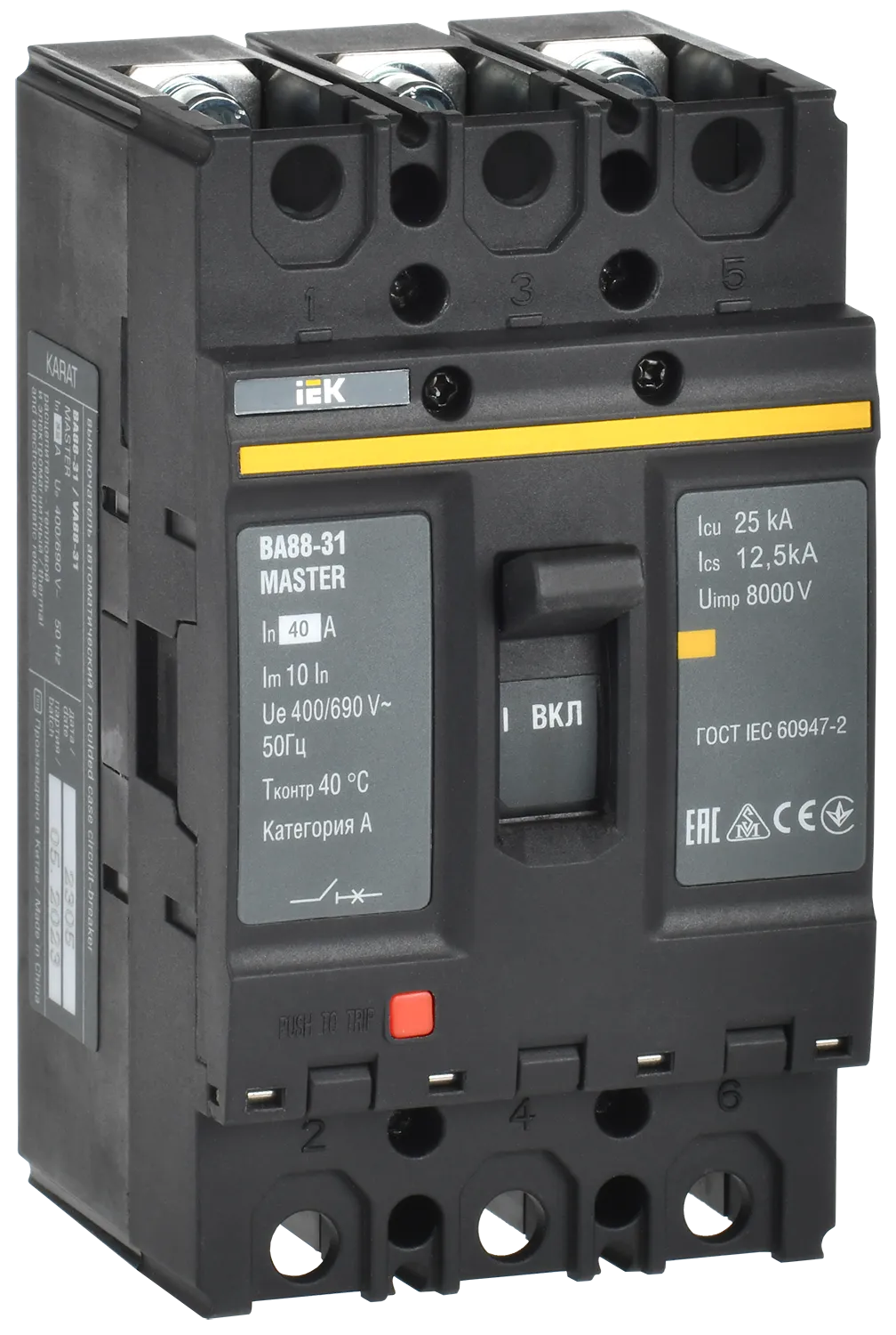Выключатель автоматический ВА88-31 3Р 40А 25кА MASTER IEK SVA00-3-0040-02