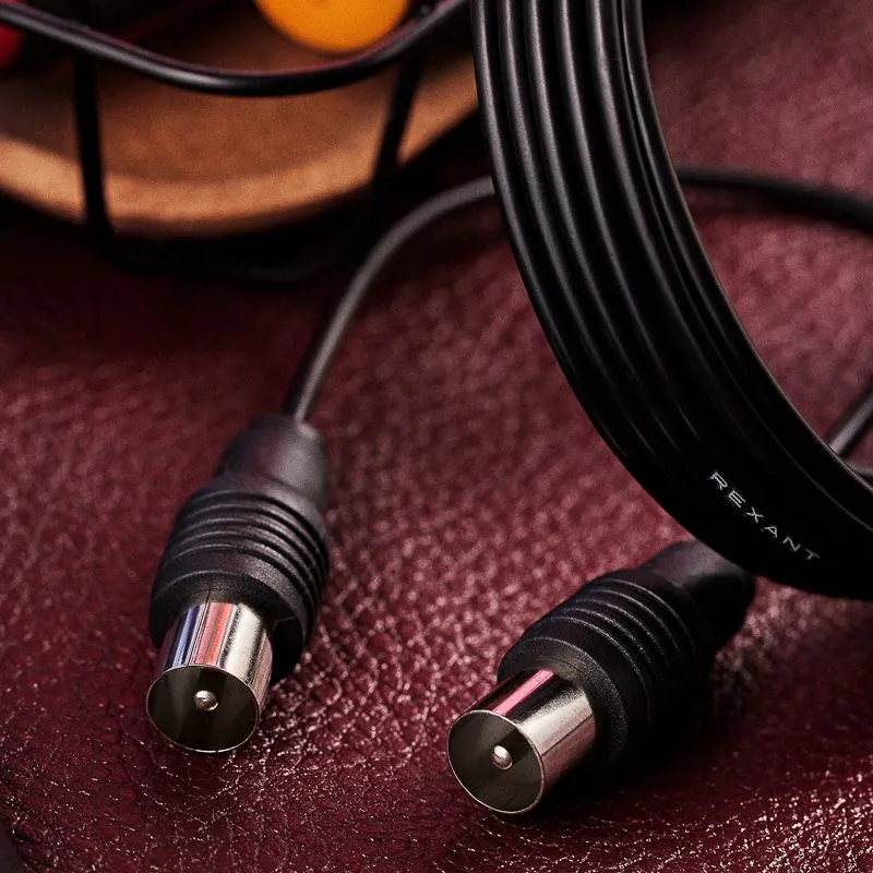 Шнур ТВ штекер - ТВ штекер, 3м, черный REXANT - Фото 4