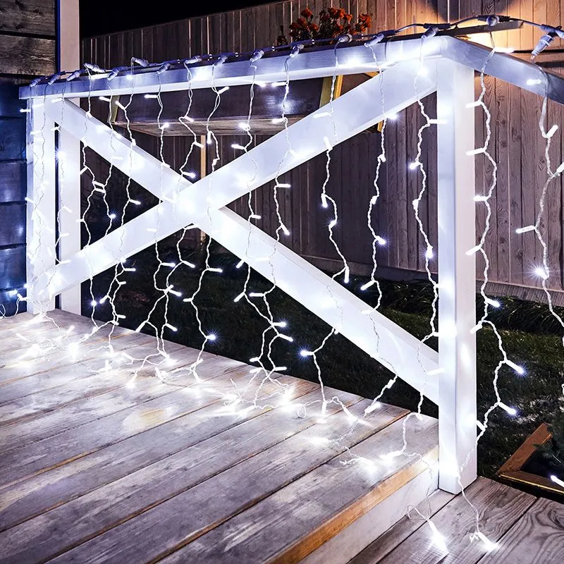 Гирлянда светодиодная Занавес 2х1,5м 192 LED БЕЛЫЙ прозрачный ПВХ IP65 постоянное свечение 230В блок в комплекте NEON-NIGHT - Фото 2