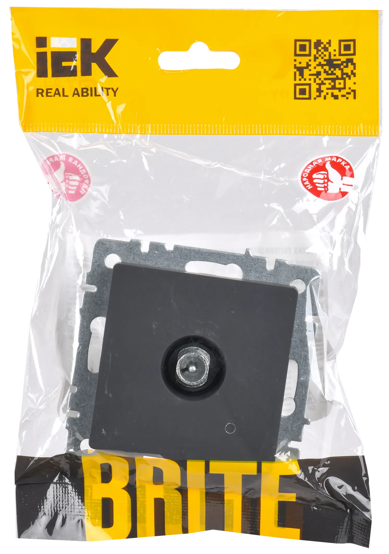 BRITE Розетка TV проходная РТВ10-0-БрГ графит IEK - Фото 2