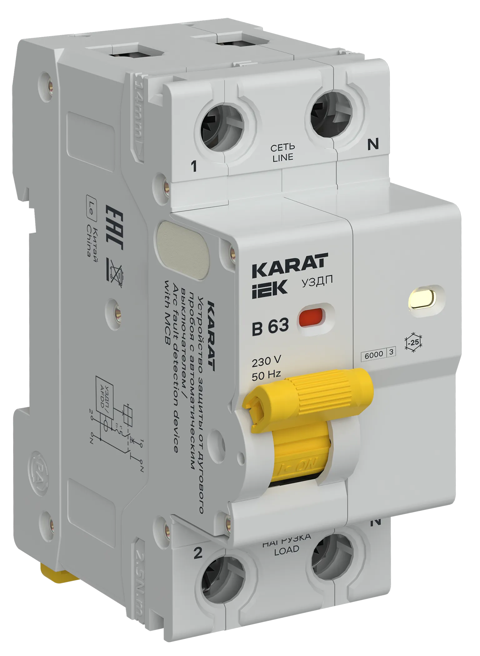 KARAT Устройство защиты от дугового пробоя с автоматическим выключателем 1P+N B 63А IEK