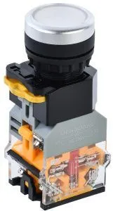 Кнопка управления D8-11D d=22мм 1з+1р с подсветкой белая IEK BBT30-11D-3-12-K01