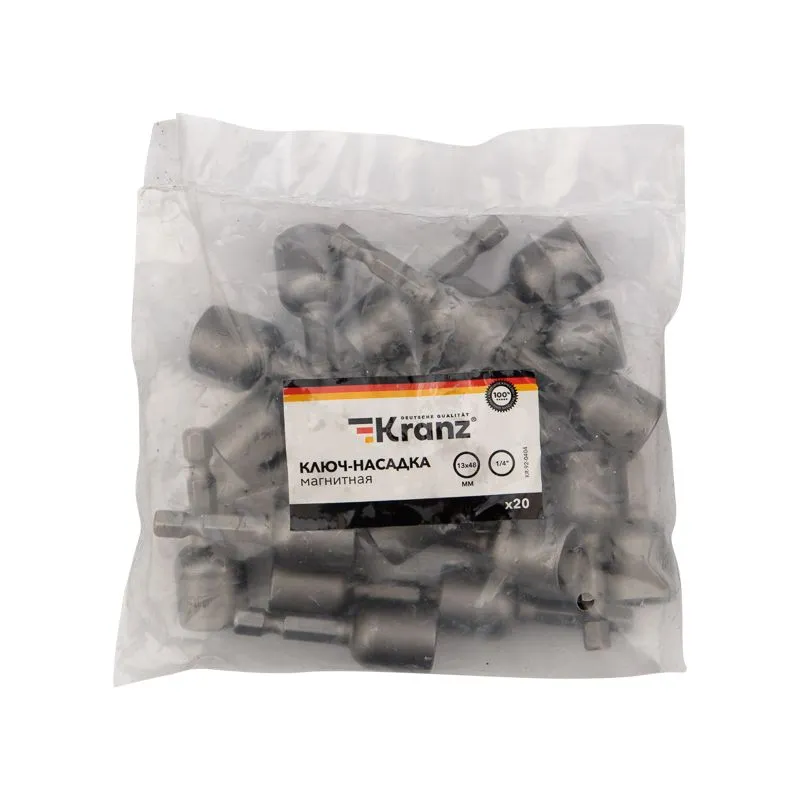 Ключ-насадка 13х48 мм, 1/4" магнитная (упак. 20 шт.) Kranz - Фото 3