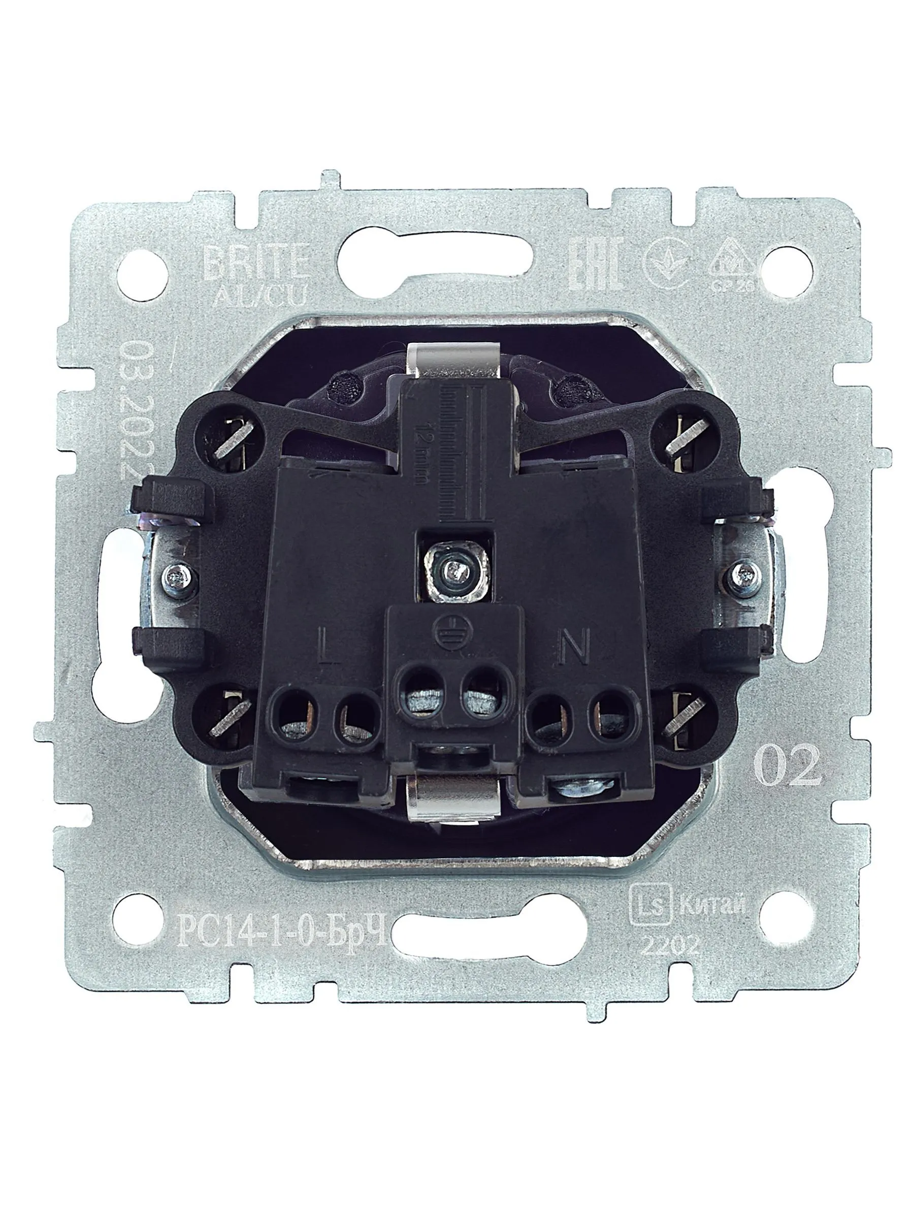 BRITE Розетка 1-местная с заземлением с защитными шторками 16А РС14-1-0-БрЧ черный IEK - Фото 2