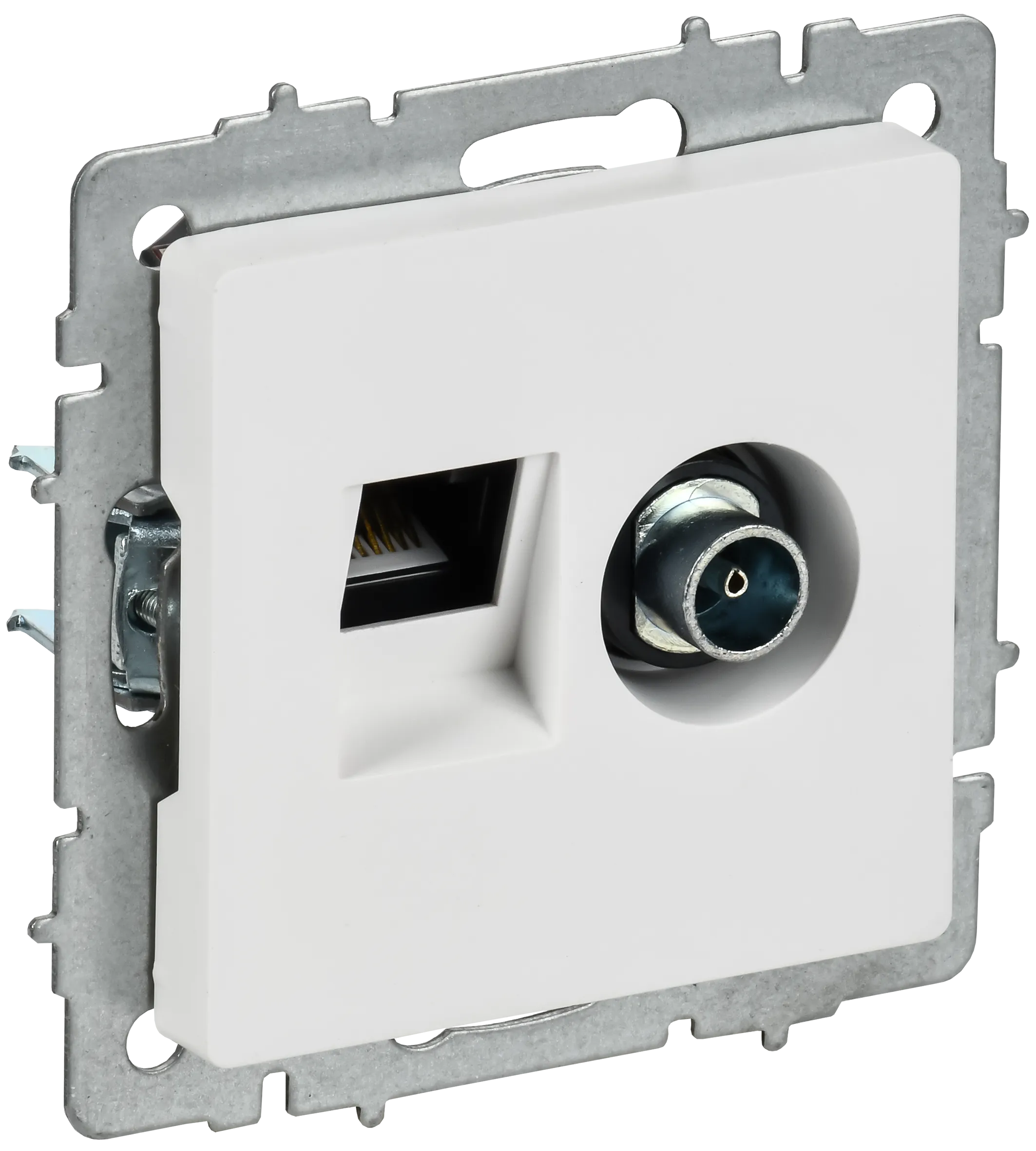 BRITE Розетка двойная TV+RJ45 кат.5E РТВ/РК12-БрАБ арктический белый IEK BR-AK20-1-K91