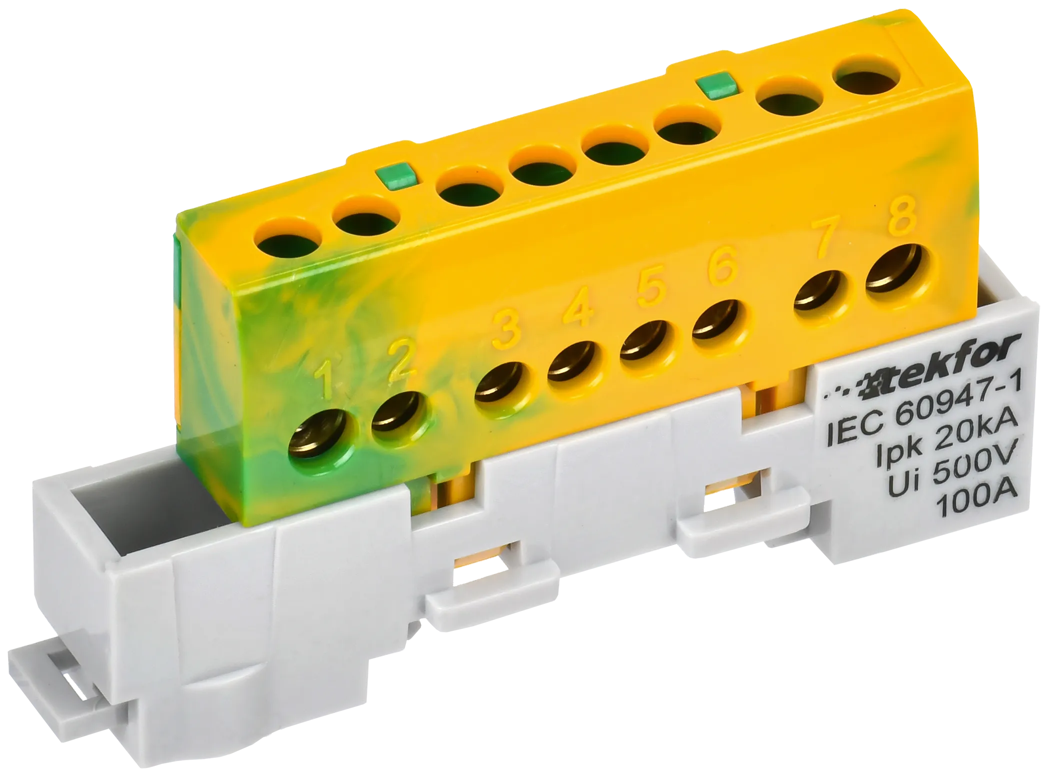 TEKFOR Шина PE "земля" изолированная на универсальном держателе 6х9-8-ЖЗ IEK TF-NN10-08-KL-K52