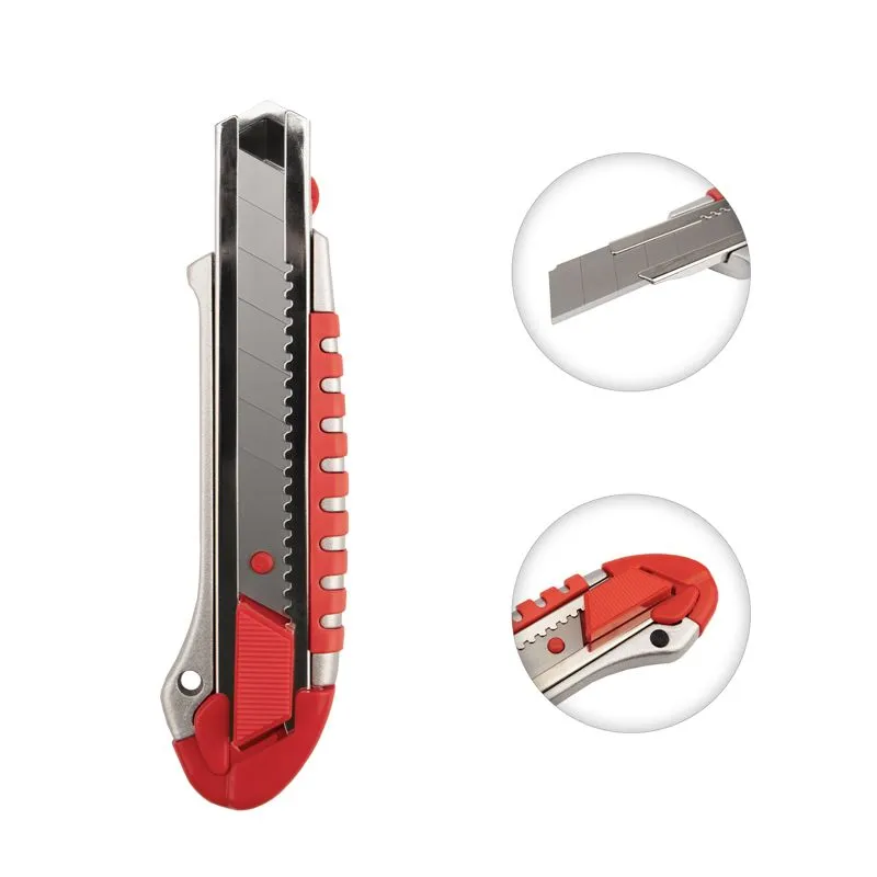 Нож с сегментированным лезвием 25мм, металлический обрезиненный корпус, с дополнительным замком на лезвии REXANT - Фото 3