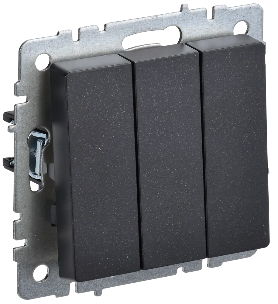 BRITE Выключатель 3-клавишный 10А ВС10-3-0-БрЧ черный IEK BR-V30-0-10-K02