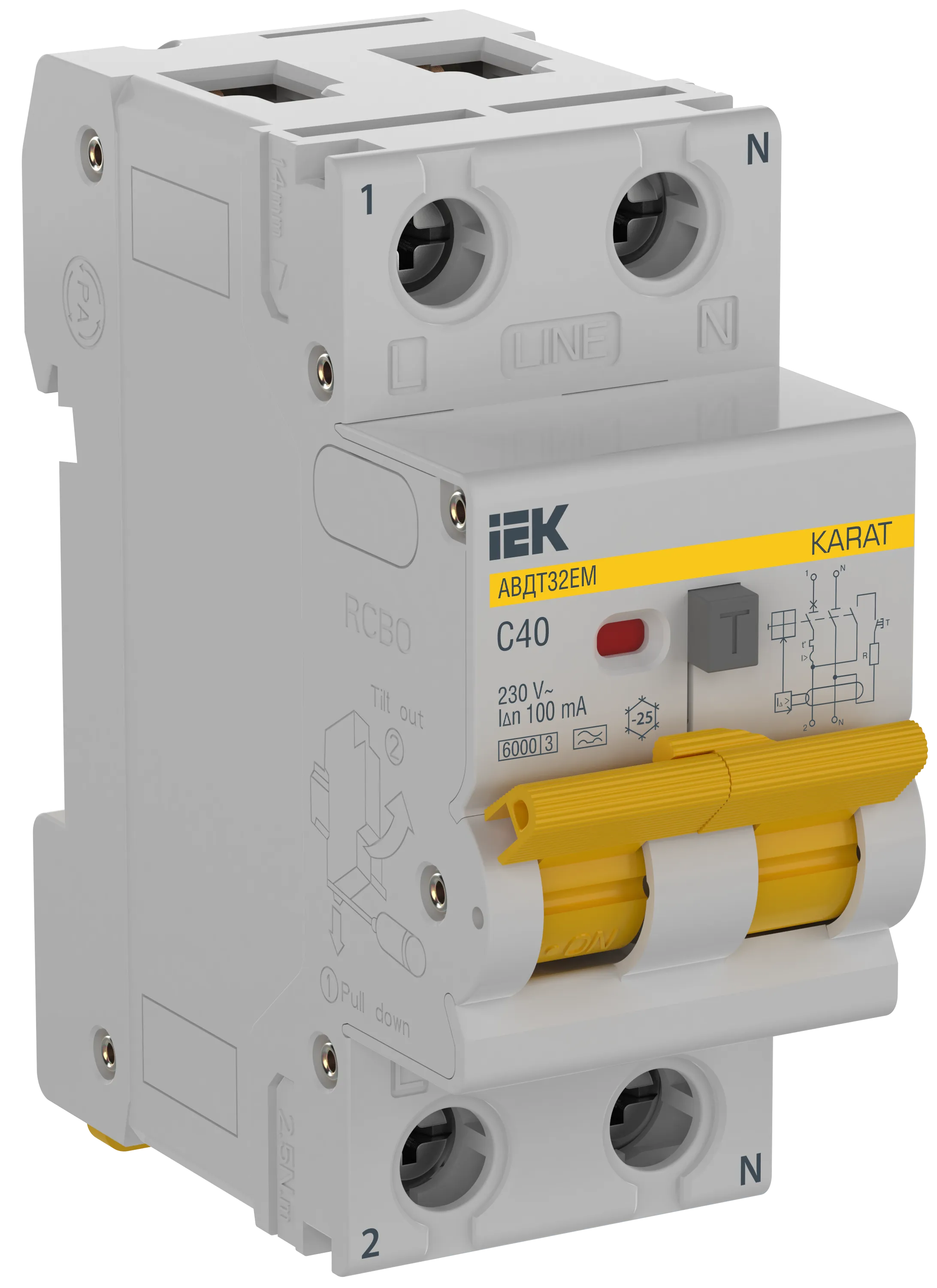 KARAT Автоматический выключатель дифференциального тока АВДТ32EM 1P+N C40 100мА тип A IEK