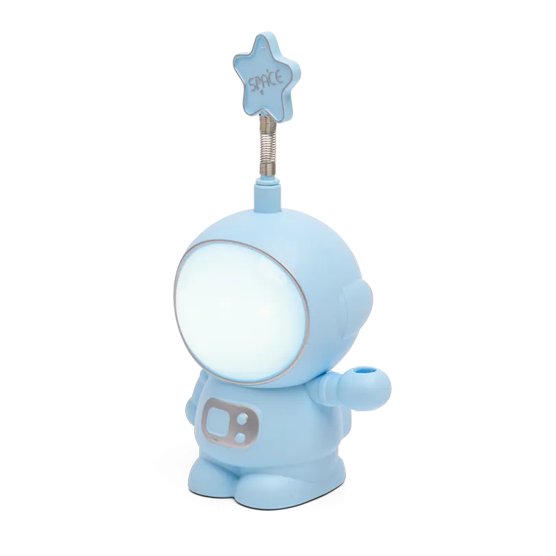 Детский ночник LUMIN'ARTE TL03 теплый белый +RGB КОСМОНАВТ голубой + точилка, аккумуляторный, USB-кабель, 190х90х70 TL03