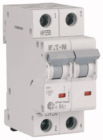 Авт. выключатель HL-C10/2, 2P, 10A, хар-ка C, 4.5kA, 2M Eaton