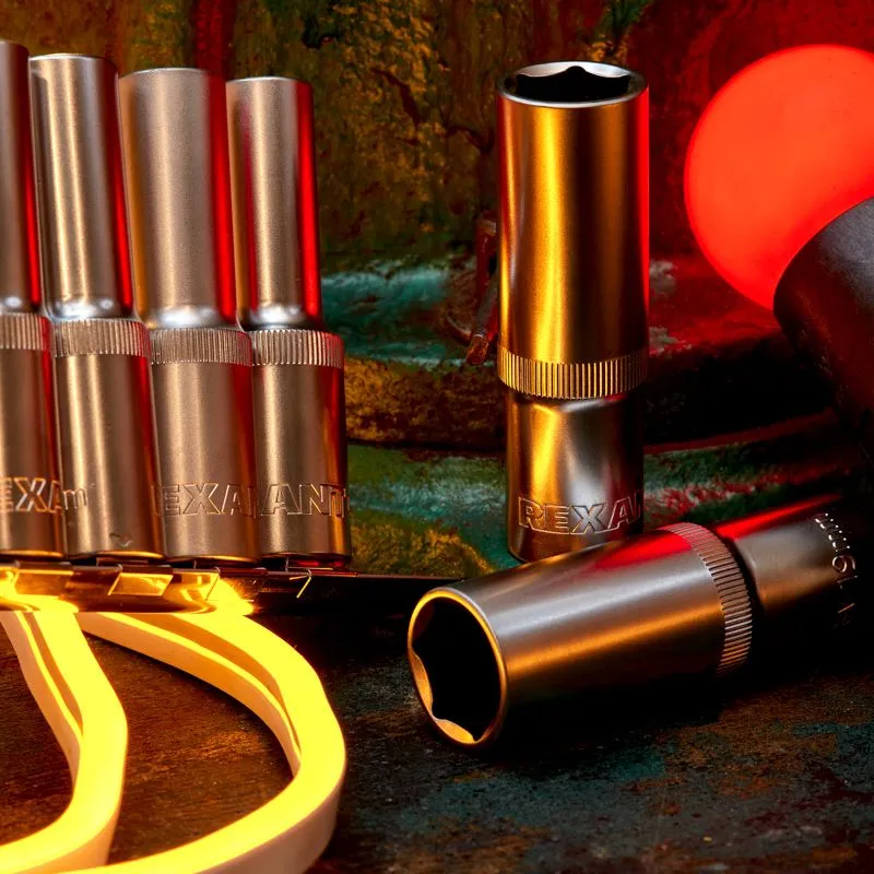 Набор удлиненных торцевых головок 1/2, шестигранные, CrV, 10 шт., 10-22мм REXANT - Фото 2