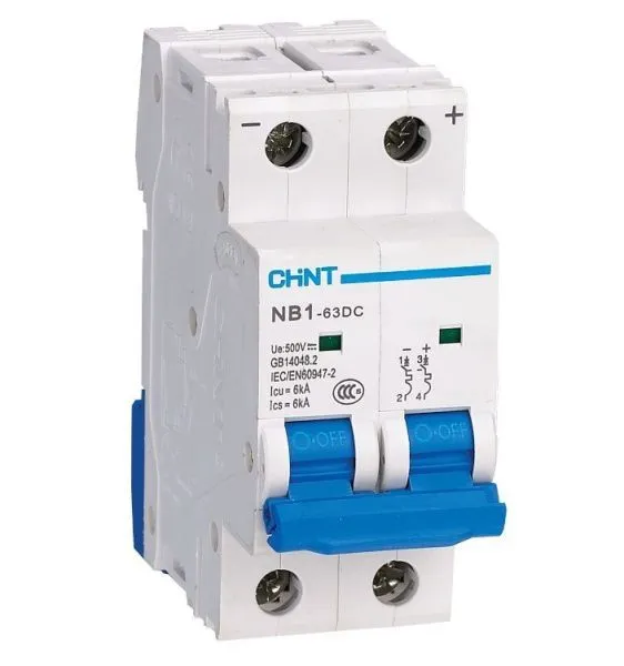 Автоматический выключатель пос.тока NB1-63DC 2P 16А 500В 6кА х-ка C (R) (CHINT)