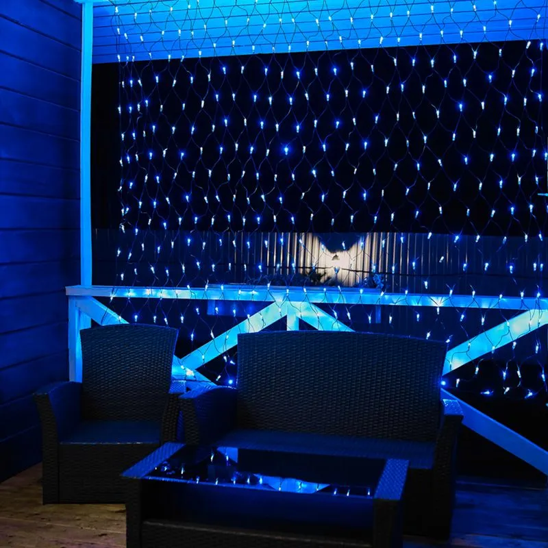 Гирлянда светодиодная Сеть 2,5х2,5м 432 LED БЕЛЫЙ/СИНИЙ черный ПВХ IP65 постоянное свечение 230В блок в комплекте NEON-NIGHT - Фото 4