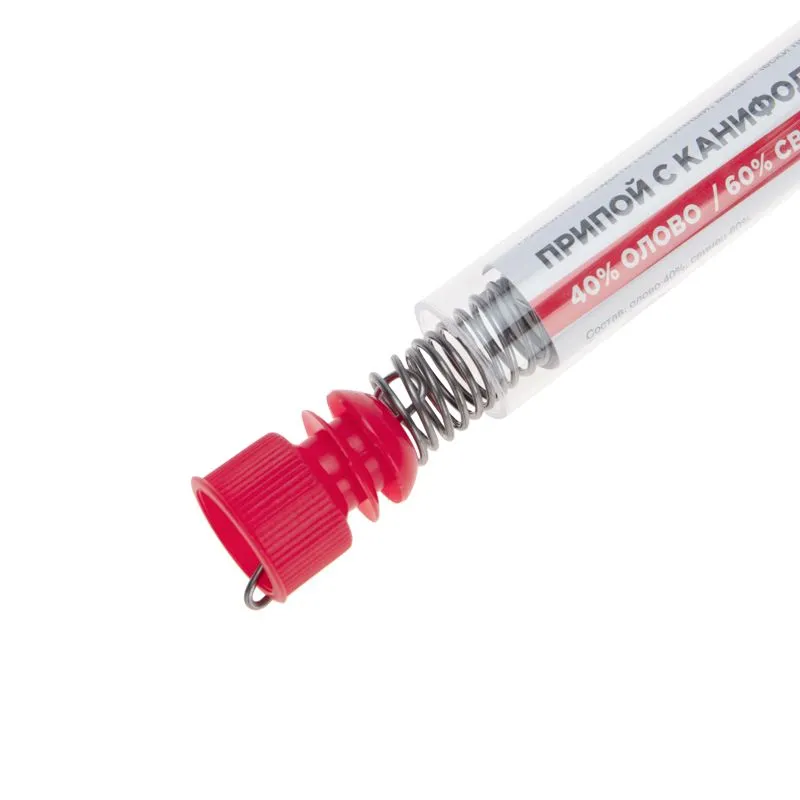 Припой с канифолью ПОС-40, 10г, Ø1мм, (олово 40%, свинец 60%), колба REXANT - Фото 4