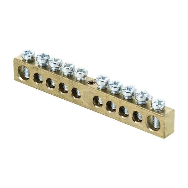 Шина PEN "ноль-земля" (6x9мм) 10 отв. латунь крепеж по центру EKF