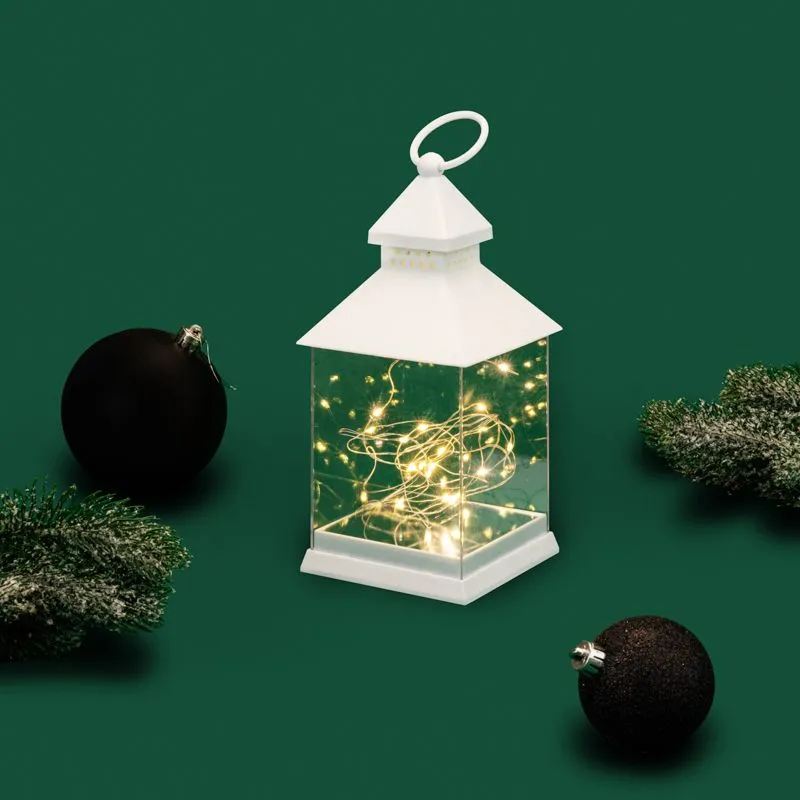 Декоративный фонарь с росой, белый корпус, размер 10,7х10,7х23,5 см, цвет теплый белый - Фото 2