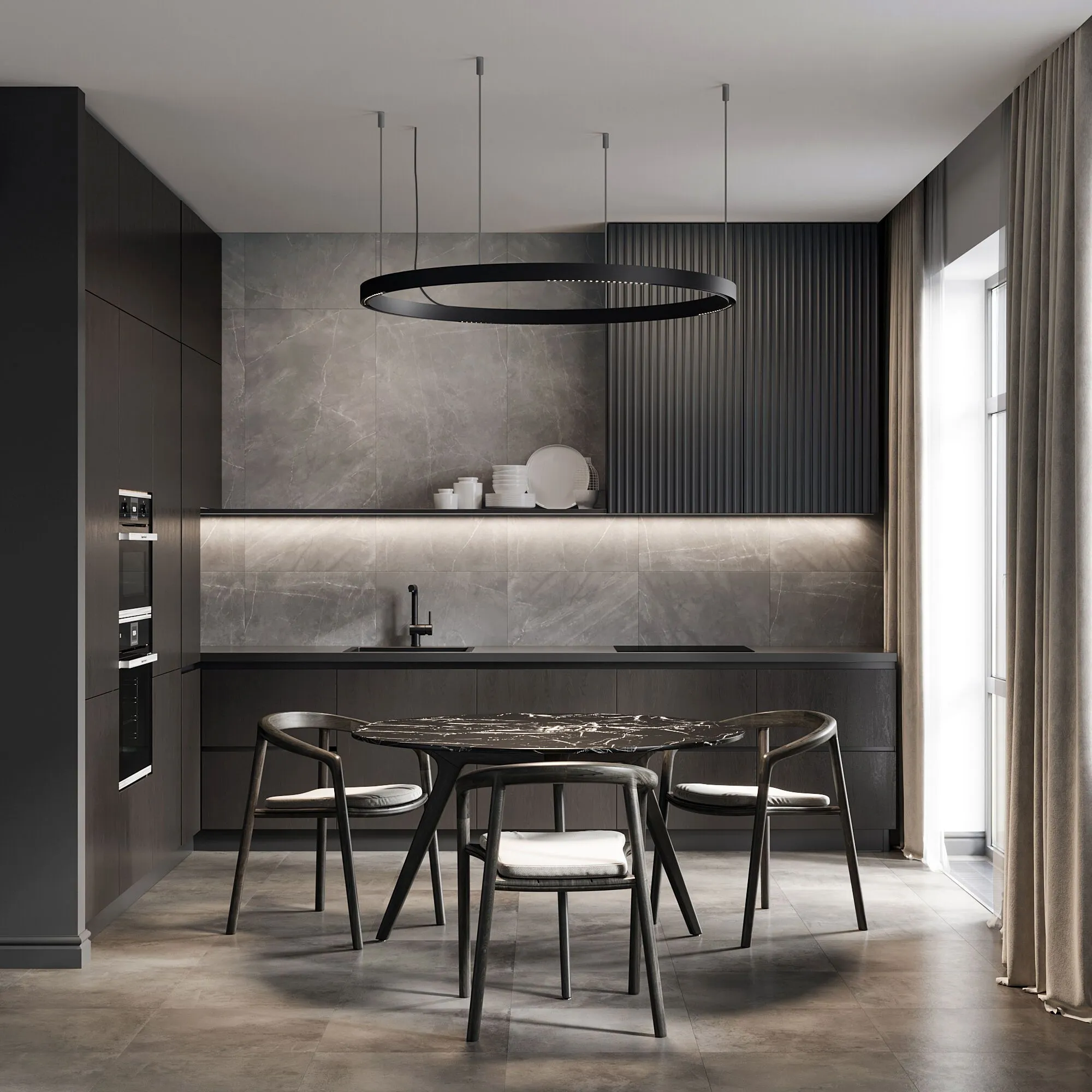 Slim Magnetic Трековый светильник для радиусного шинопровода 12W 4200K Intenso чёрный Ø 1200мм - Фото 3