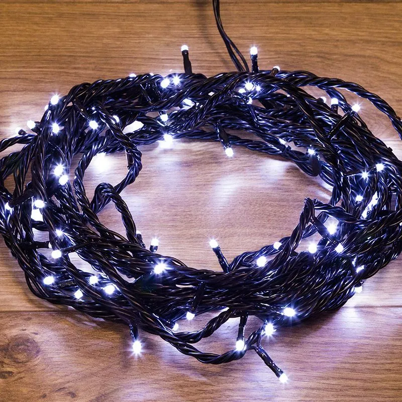 Гирлянда Нить управляемая 10м 100 LED БЕЛЫЙ черный ПВХ IP65 свечение с динамикой 230В нужен контроллер 217-204 NEON-NIGHT 303-135
