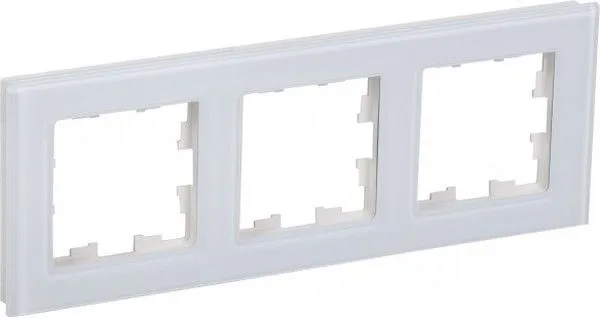 BRITE Рамка 3 -местная РУ-3-2-БрБ стекло белый IEK BR-M32-G-K01