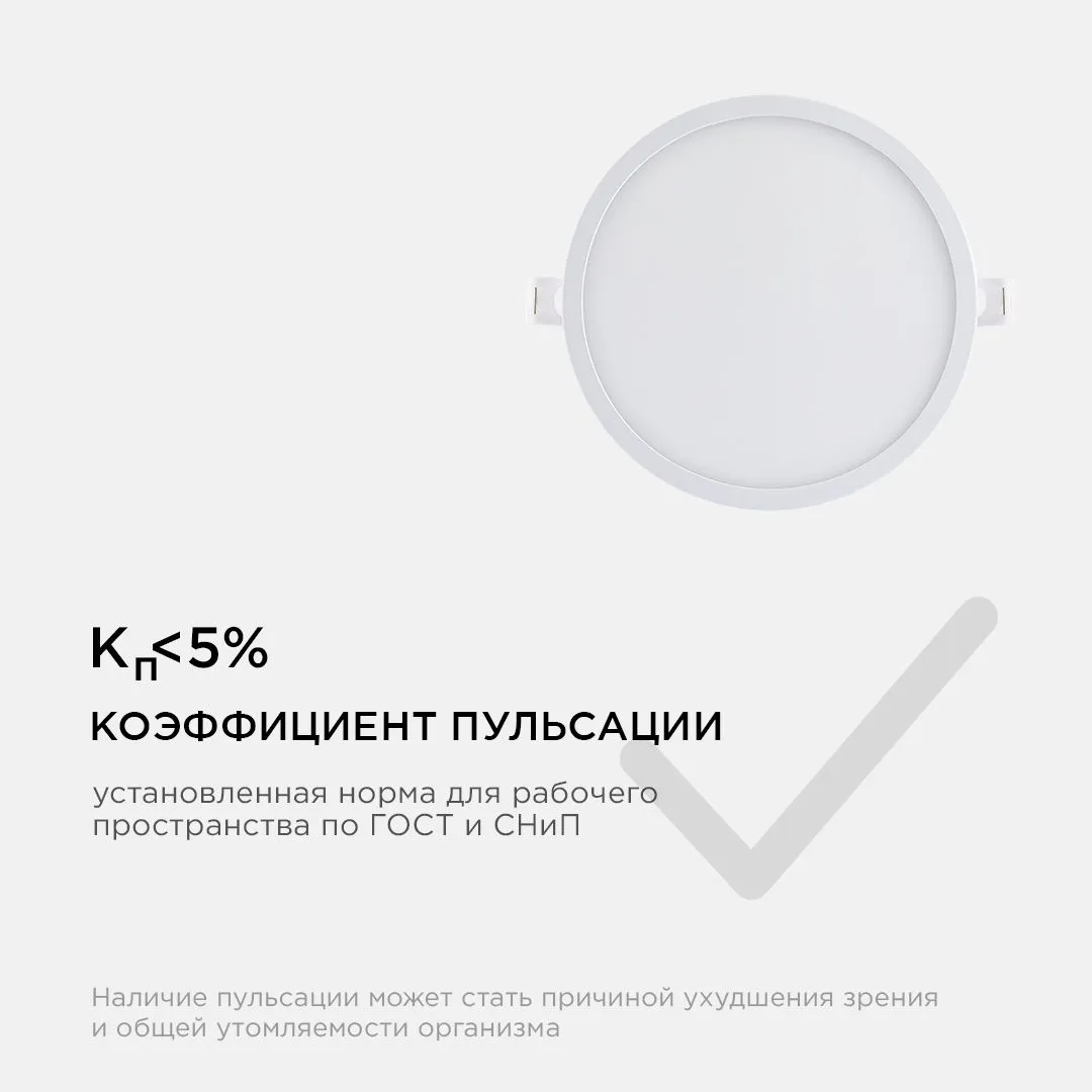 Панель светодиодная встраиваемая круглая 15Вт, 1200Лм, Ф145/129мм, 6500К, Apeyron - Фото 11
