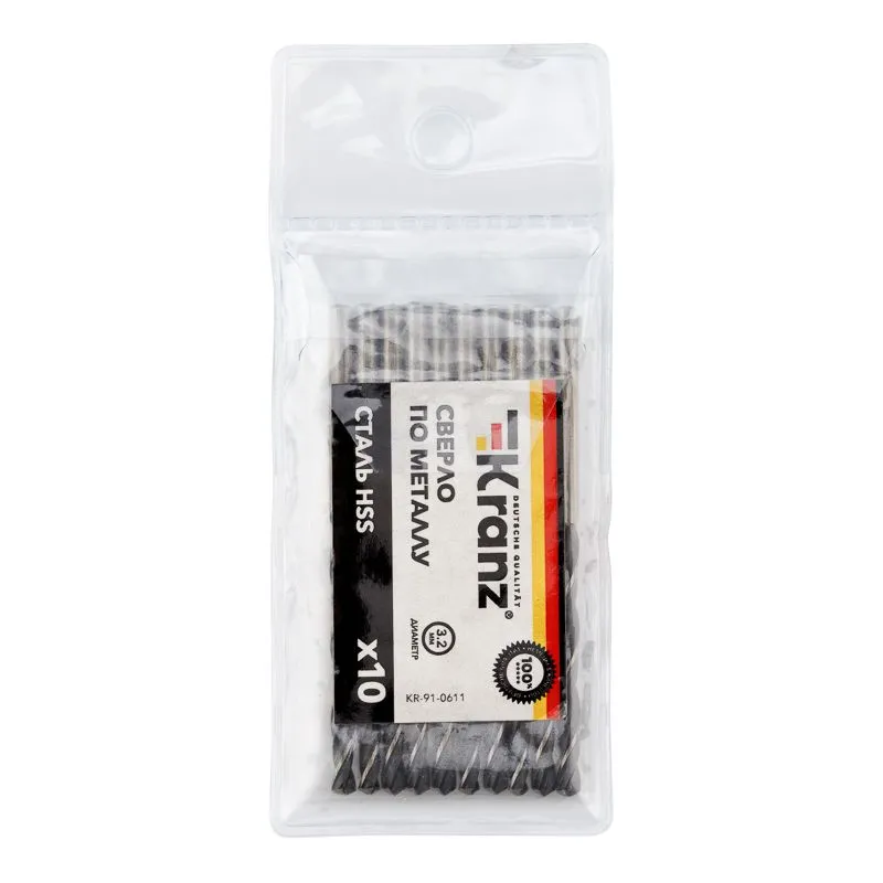 Сверло по металлу 3,2х65х36мм (HSS), DIN 338, 10 шт. в упаковке KRANZ - Фото 4