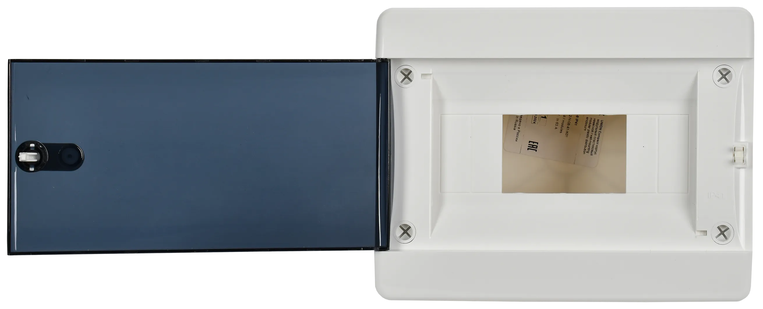 UNION Compact Корпус пластиковый ЩРН-П-8 IP41 черная прозрачная дверь IEK - Фото 6