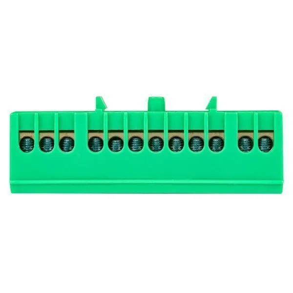 Шина "0" PE (6x9мм) 12 отв. латунь зеленый изолир. корп. на DIN-рейку EKF - Фото 3