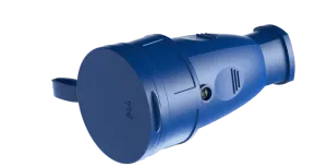 Розетка переносная разборная каучук РА16-005 с крышкой (синий) с заземлением