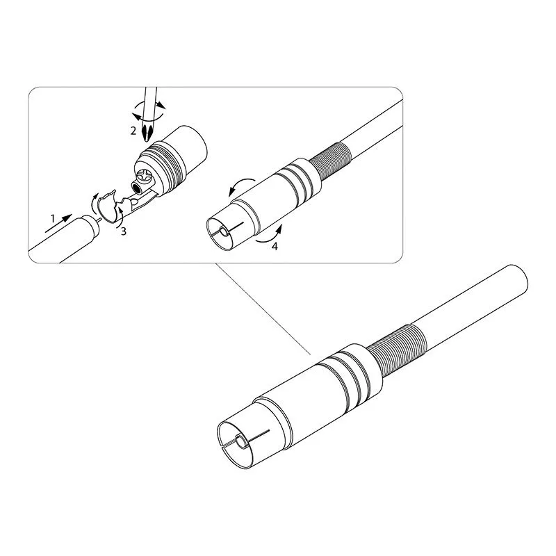 Разъем антенный на кабель, (гнездо-TV никель с пружиной), (1шт) REXANT - Фото 5
