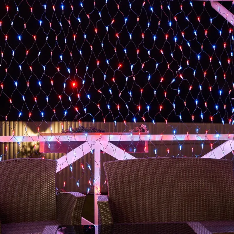 Гирлянда светодиодная Сеть 2,5х2,5м 432 LED КРАСНЫЙ/СИНИЙ черный ПВХ IP65 свечение с динамикой 230В контроллер в комплекте NEON-NIGHT - Фото 4