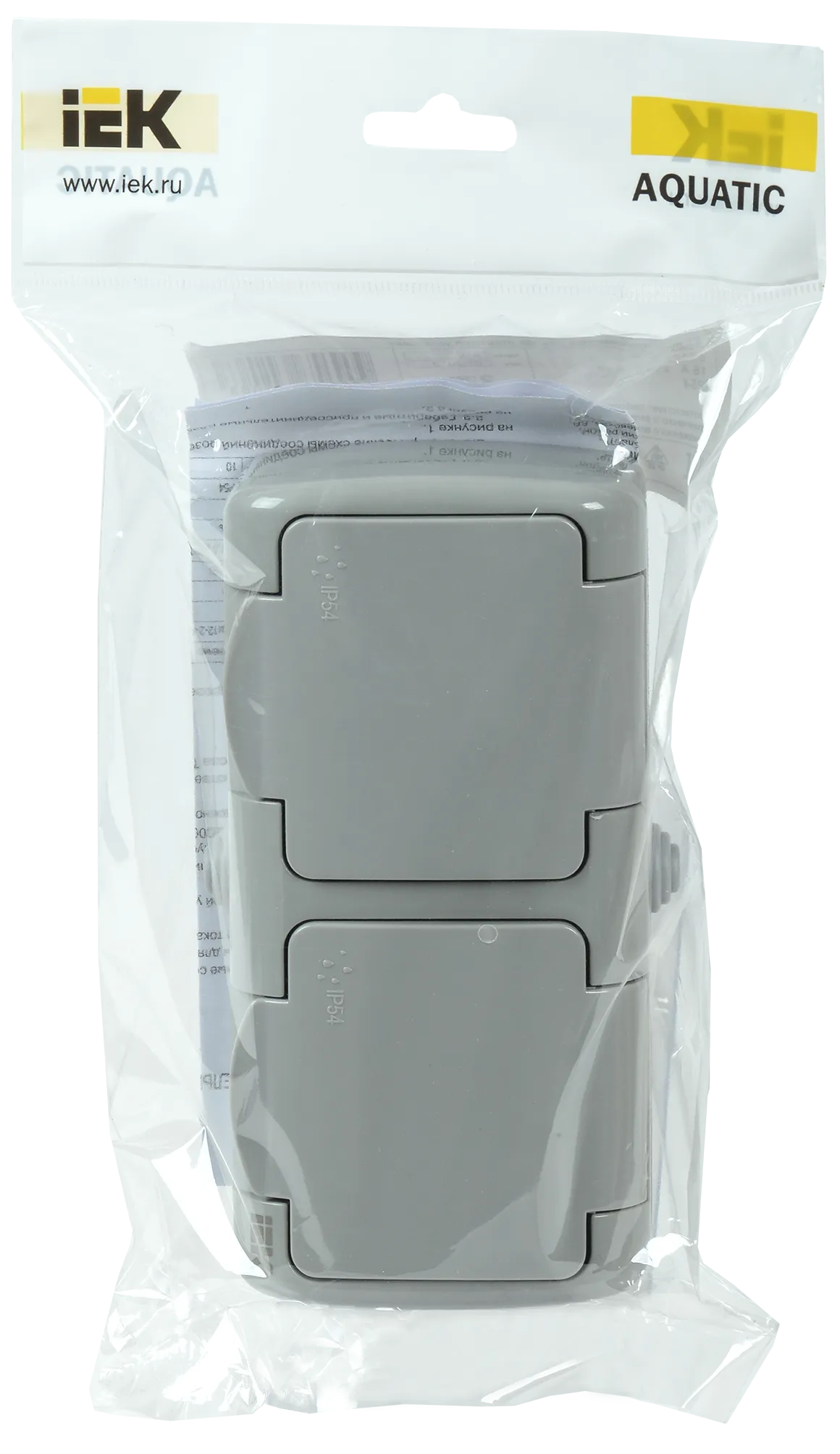 AQUATIC Розетка 2-местная с заземлением и крышкой для открытой установки 16А IP54 РСш22-2-А IEK - Фото 2