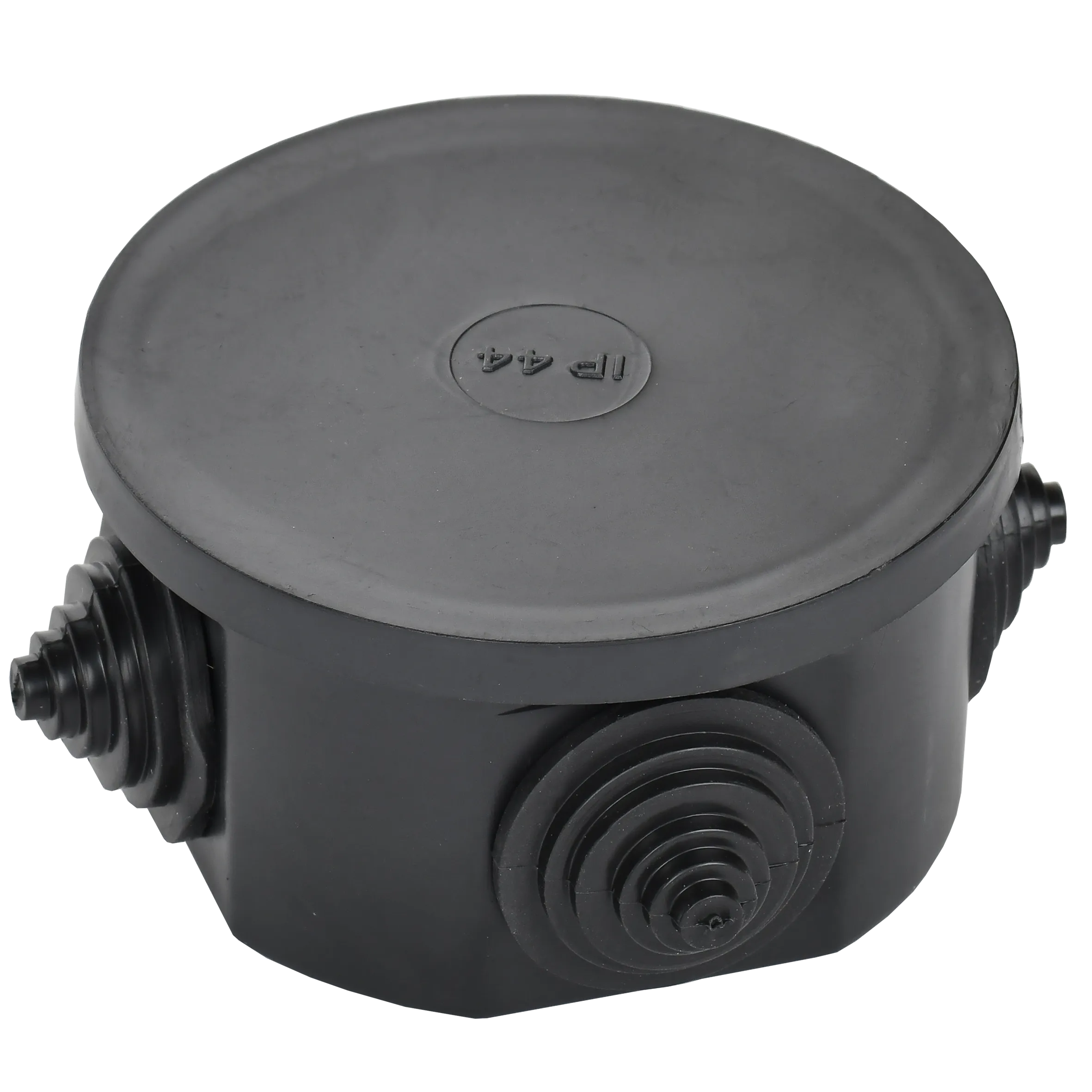 Коробка распаячная КМ41237 для открытой проводки с защелкивающейся крышкой безгалогенная (HF) D=75х40мм IP44 4 гермовводов черная (RAL 9005) IEK - Фото 4