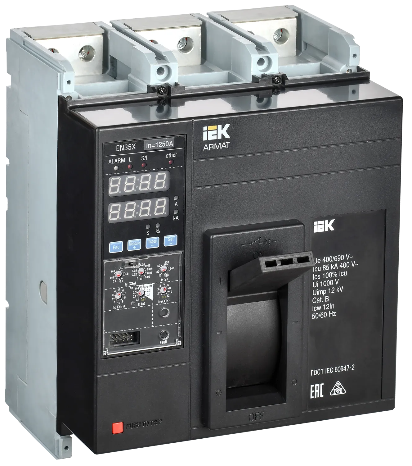 ARMAT Автоматический выключатель в литом корпусе 3P типоразмер N 85кА 1250А расцепитель электронный стандартный IEK AR-MCCB-3N-085-1250A-ELSC