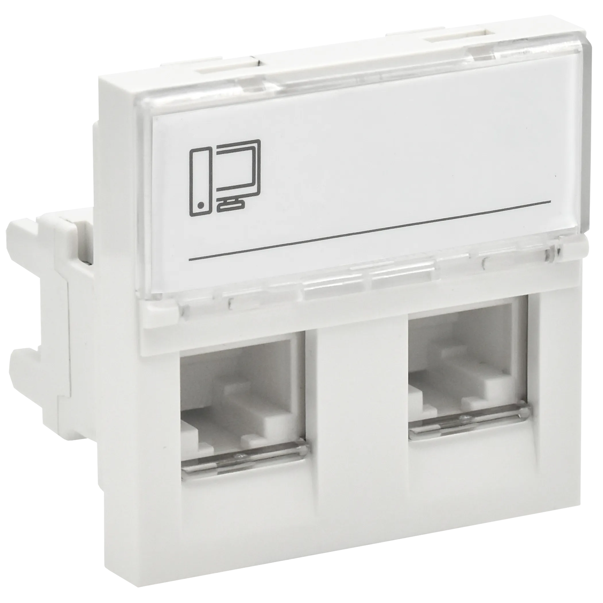 PRIMER РКИ-22-00-П-6 Розетка компьютерная RJ45 UTP кат.6 (2 модуля 2 входа) белая IEK PR-KK40D-RI-0-2-2C06U-K01