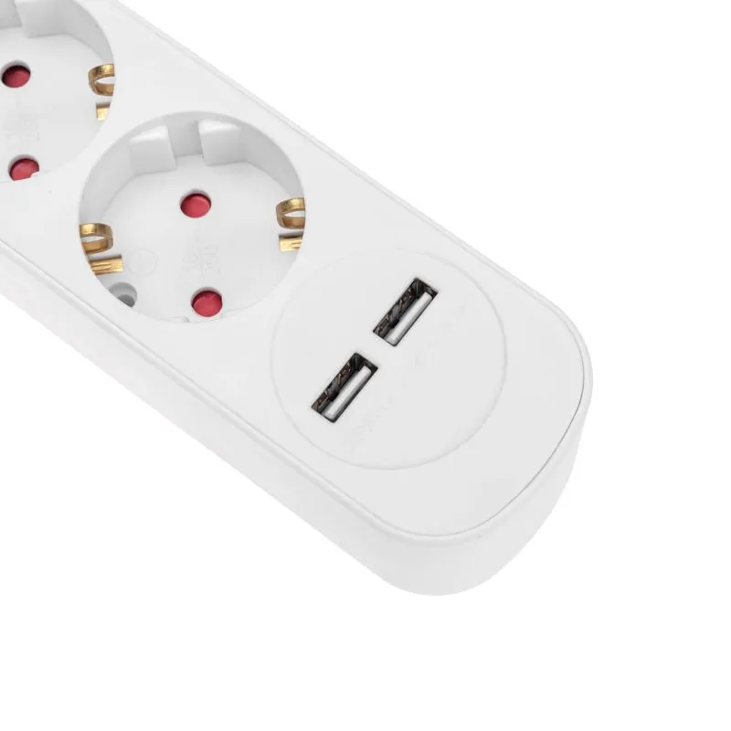 Удлинитель STANDARD 3 гнезда, 1,5м, 3х1,0мм², с/з, с выключателем, 2 USB, белый REXANT - Фото 3